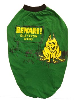Dog T Shirt Green Beware for Medium Dogs S24