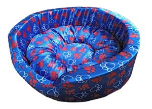 Dog Round Bed Royal Medium In Blue With Paws