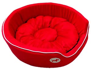 Dog Round Bed Medium Fancy in Red