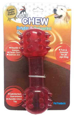 Super Chew Flavoured Musical Dumbbell for Cleaning Teeth and Jaw Exercise of your Dog